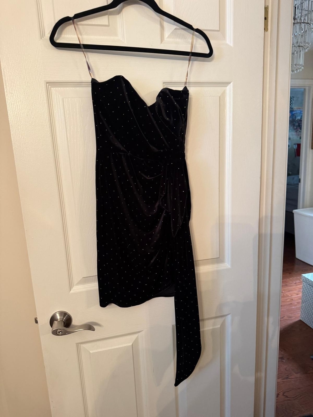 Nookie Black Velvet Mini Dress with Sparkle Dots